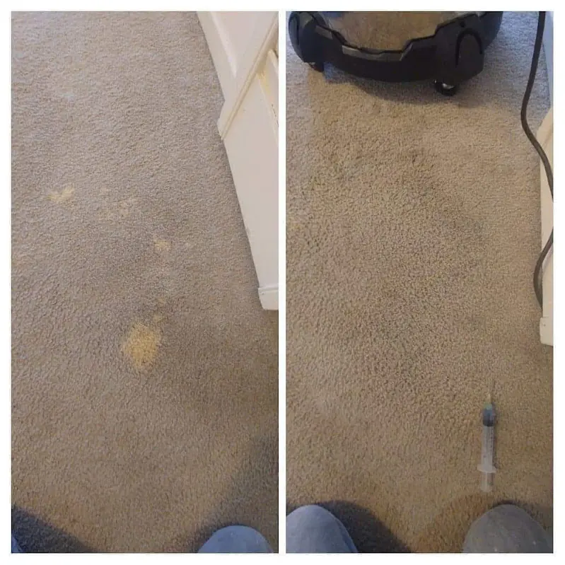 Multiple bleach spots before and after colour repair