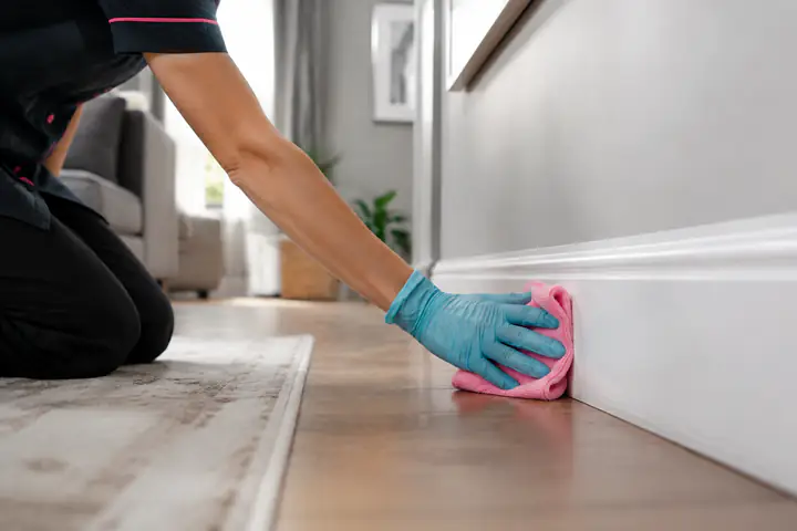Professional deep cleaning of baseboards service illustration