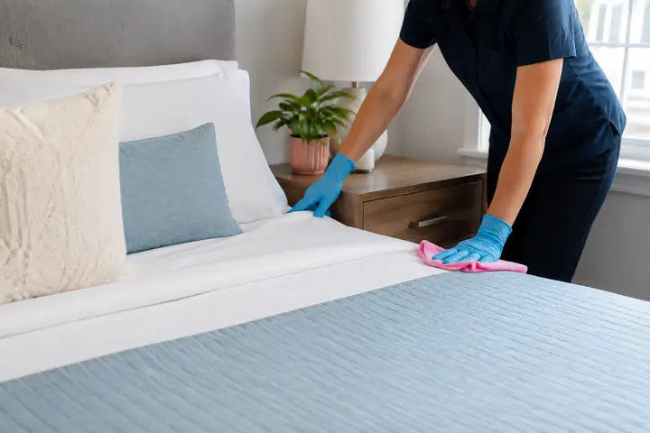 Professional recurring bedroom cleaning service illustration