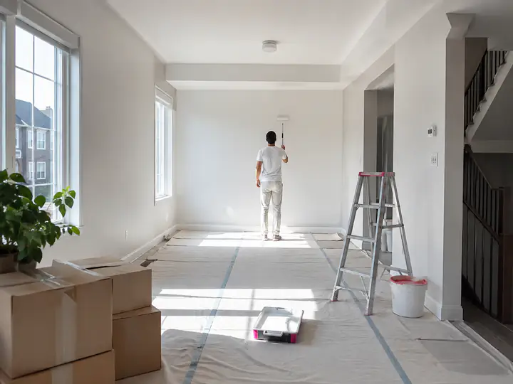 Bright Ottawa-style home receiving a neutral painting refresh